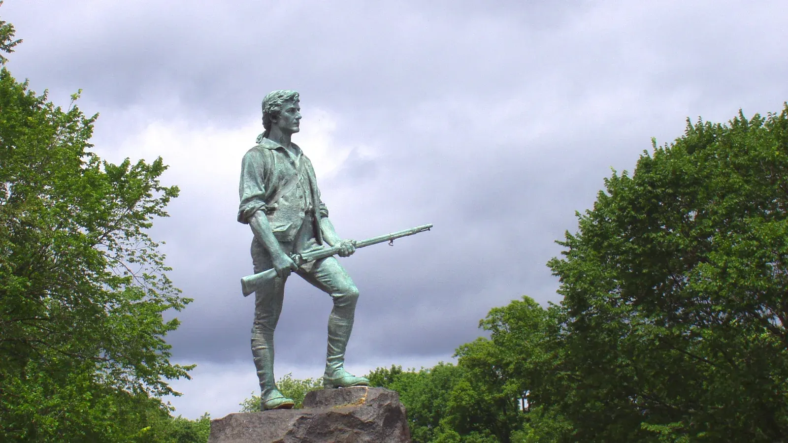 The Minute Man statue on the Battle Green, Lexington, Massachusetts